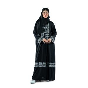 عباية فاخرة مطرزة بتفاصيل من الدانتيل مع وشاح