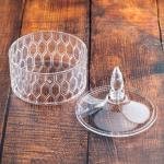 وعاء حلوى كريستالي أنيق مع غطاء مزخرف محكم الإغلاق