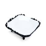 صينية تقديم مربعة من المعدن والزجاج – أسود