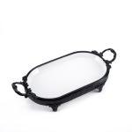 صينية التقديم البيضاوية ذات القاعدة الحديدية باللون الأسود المطفي