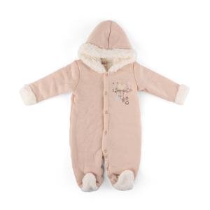 معطف شيربا بغطاء للرأس للفتيات الصغيرات مطبوع عليه قلب