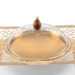 طبق تقديم للحلويات بتصميم ليزر مع غطاء زجاجي