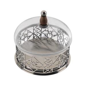 وعاء حلويات مقطوع بالليزر مع غطاء زجاجي