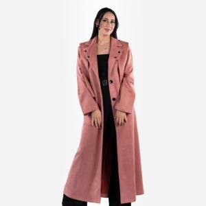 معطف شمواه طويل بأزرار أمامية