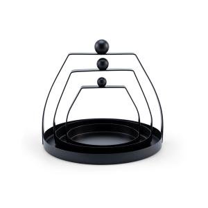 صواني معدنية أنيقة سوداء بمقابض - مجموعة من 3