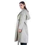 معطف نسائي بغطاء للرأس بكتف منسدل وحزام