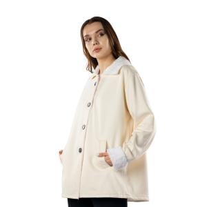 معطف شتوي نسائي مبطن بالفرو الصناعي بأزرار