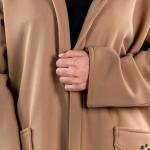 معطف نسائي طويل بغطاء للرأس وجيب كبير