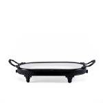 صينية التقديم البيضاوية ذات القاعدة الحديدية باللون الأسود المطفي