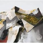 قميص ساتان واسع بطبعة تجريدية