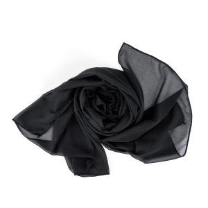 وشاح ناعم وأنيق باللون الأسود – خليط القطن والبوليستر مع حواف مطرزة بدقة