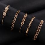 مجموعة أساور أنيقة بالقوس والسلسلة - 5 قطع