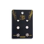 طقم أقراط بتصميم قلب دائري وندفة الثلج.