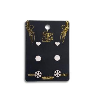 طقم أقراط بتصميم قلب دائري وندفة الثلج.