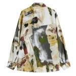 قميص ساتان واسع بطبعة تجريدية