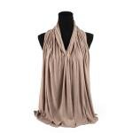 وشاح من القطن والشيفون بحواف دقيقة بني فاتح