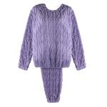 طقم بيجامة شتوية فروي بنقشة متعرجة
