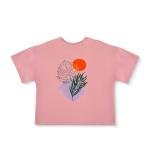 صن ست بوتانيكال بليس تي شيرت بطباعة تجريدية للطبيعة بأوراق استوائية وشمس رائعة