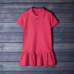 فستان بولو بناتي بحافة مكشكشة مع قصة خصر منخفض