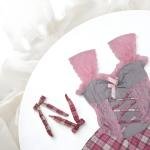 فستان بيبي دول مشد دانتيل منقوش VIP مع تفاصيل فيونكة وربطات عنق مطابقة