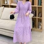 فستان ماكسي بوهيمي بطبقات وتطريز أنيق