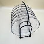 أطباق زجاجية دائرية - مجموعة من 6 قطع مع حامل أنيق من المعدن الأسود