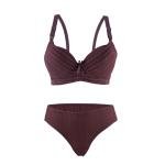 طقم حمالة صدر مبطنة ومخططة مع سلك سفلي وربطة أناقة وراحة يومية