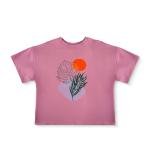 صن ست بوتانيكال بليس تي شيرت بطباعة تجريدية للطبيعة بأوراق استوائية وشمس رائعة