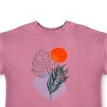 صن ست بوتانيكال بليس تي شيرت بطباعة تجريدية للطبيعة بأوراق استوائية وشمس رائعة