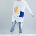 فستان قميص واسع للنساء مع جيوب ملونة مناسب للحفلات الصيفية اليومية