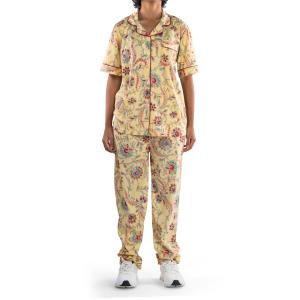 طقم بيجامة ستان بنقشة بيزلي ناعم، مريح وأنيق