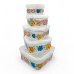 مجموعة حاويات تخزين الطعام البلاستيكية المطبوعة بالزهور