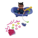 دمية مع حوض استحمام وإكسسوارات