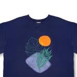 صن ست بوتانيكال بليس تي شيرت بطباعة تجريدية للطبيعة بأوراق استوائية وشمس رائعة