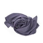 شيلة خليط بين القطن و البوليستر بحواف مطرزة بدقة - الرمادي الفحمي