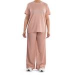 طقم ملابس منزلية بنقشة مضلعة تطريز على الصدر وقصة مريحة راحة وأناقة في كل لحظة