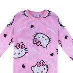 طقم بيجامة للفتيات بلون وردي مزين برسمة Hello Kitty