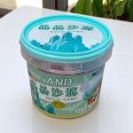 مجموعة بناء القلعة الرملية السحرية طقم لعب بالرمل مع أشكال مصبوبة في وعاء تخزين