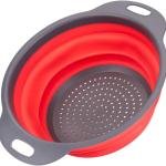 مصفاة قابلة للطي بمقابض – أحمر ورمادي