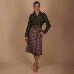 فستان مانتوس ميدي متوسط ​​الطول للسيدات مع تنورة مطوية مطبوعة