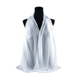 شيلة من القطن والشيفون بحواف خياطة دقيقة – أبيض ثلجي