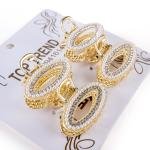 مجموعة مشابك شعر بيضاوية مزينة باللؤلؤ وأحجار الراين