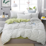 طقم مفارش سرير بنقشة شبكية 4 في 1 أناقة وراحة تدوم