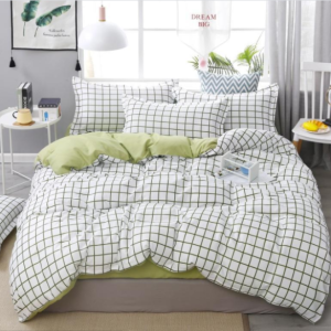 طقم مفارش سرير بنقشة شبكية 4 في 1 أناقة وراحة تدوم