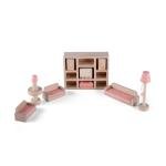 غرفة صالة خشبية مصغرة لمنزل الدمى ديكور أنيق وحرفي للدمى والمجسمات