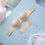 VIP Diamond حمالة صدر باندو من للملابس الداخلية - حمالة صدر بدون حمالات باللون البيج مع ملحقات خلفية