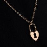Artificial Layered Key & Heart Lock Pendant Necklace