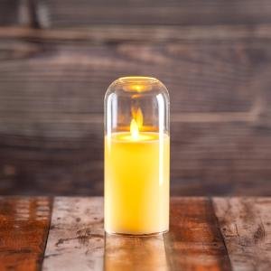 شمعة LED بدون لهب مع غطاء زجاجي