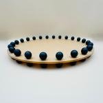 Round acrylic tray with wooden black bead rim