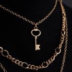 Artificial Layered Key & Heart Lock Pendant Necklace